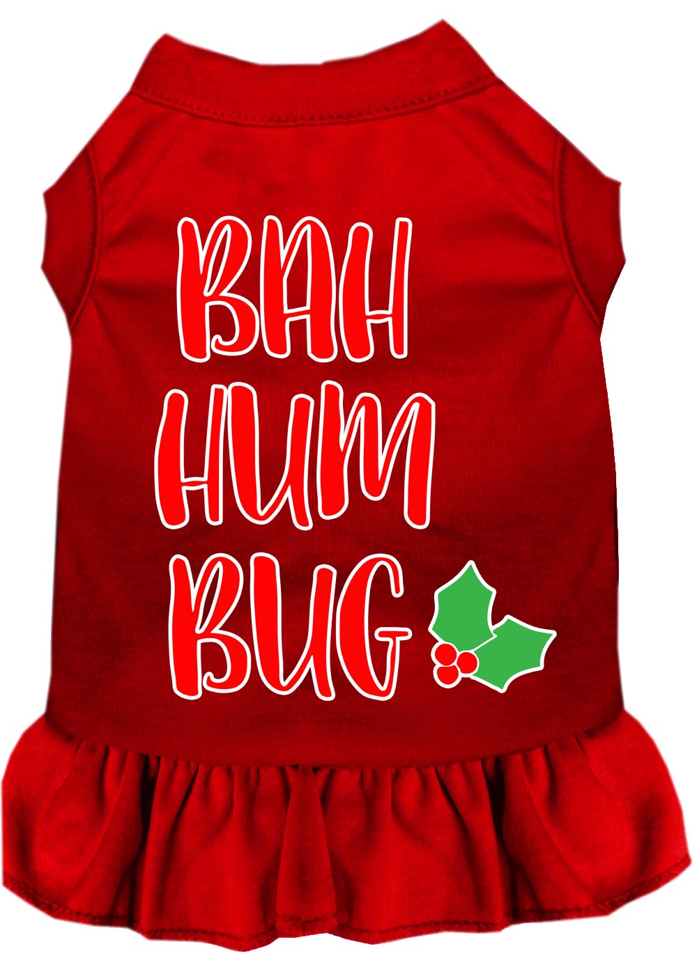 Bah Humbug Screen Print Dog Dress Red Med